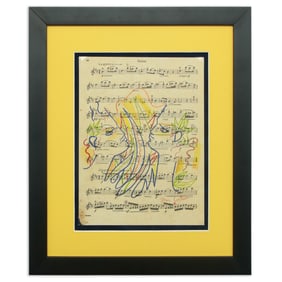 Jean Cocteau Doodle on Sheet Music: "Dual Serenade"