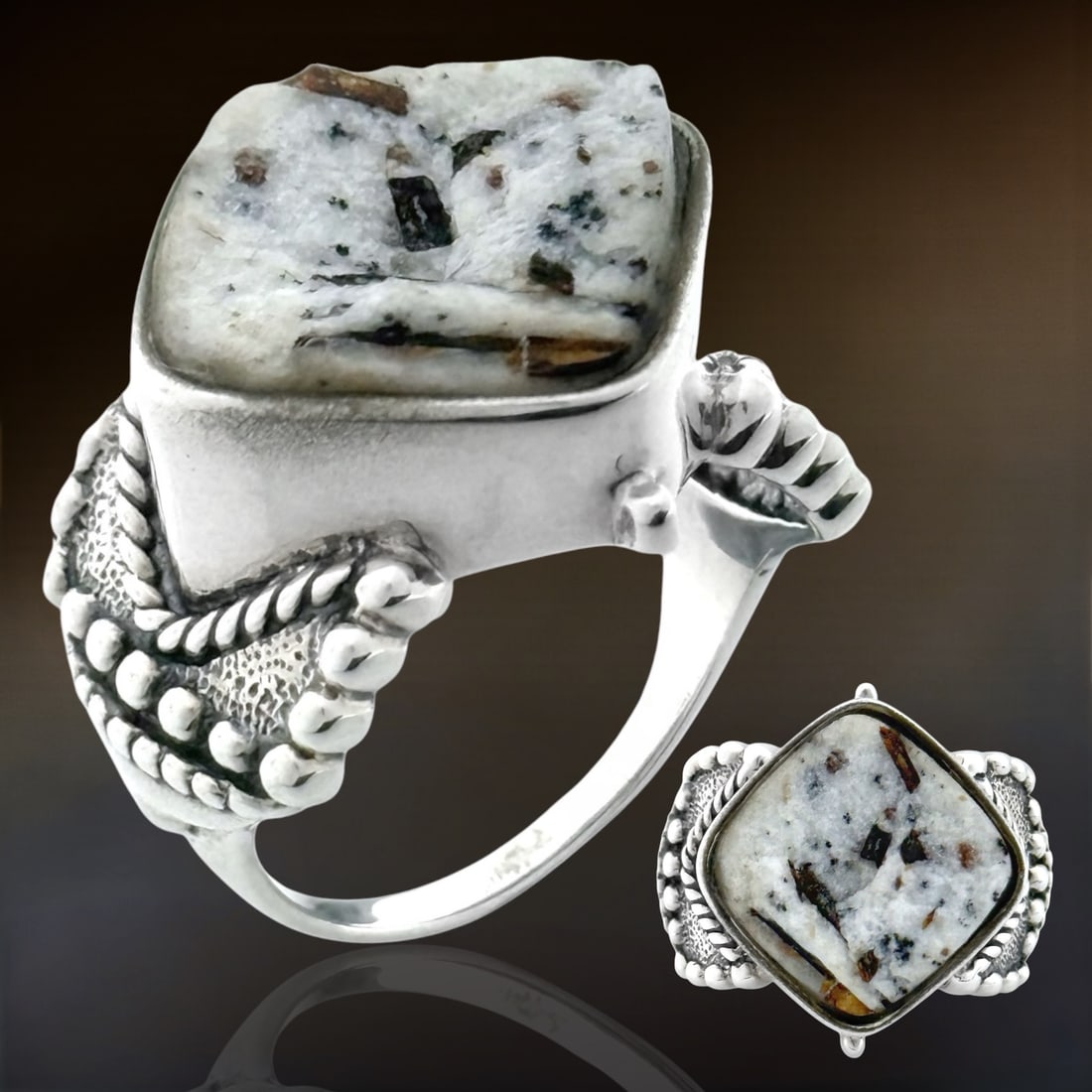 Bold & Earthy Rough Cut Druzy Sterling Silver Ring - Size 9 (1 of 1)