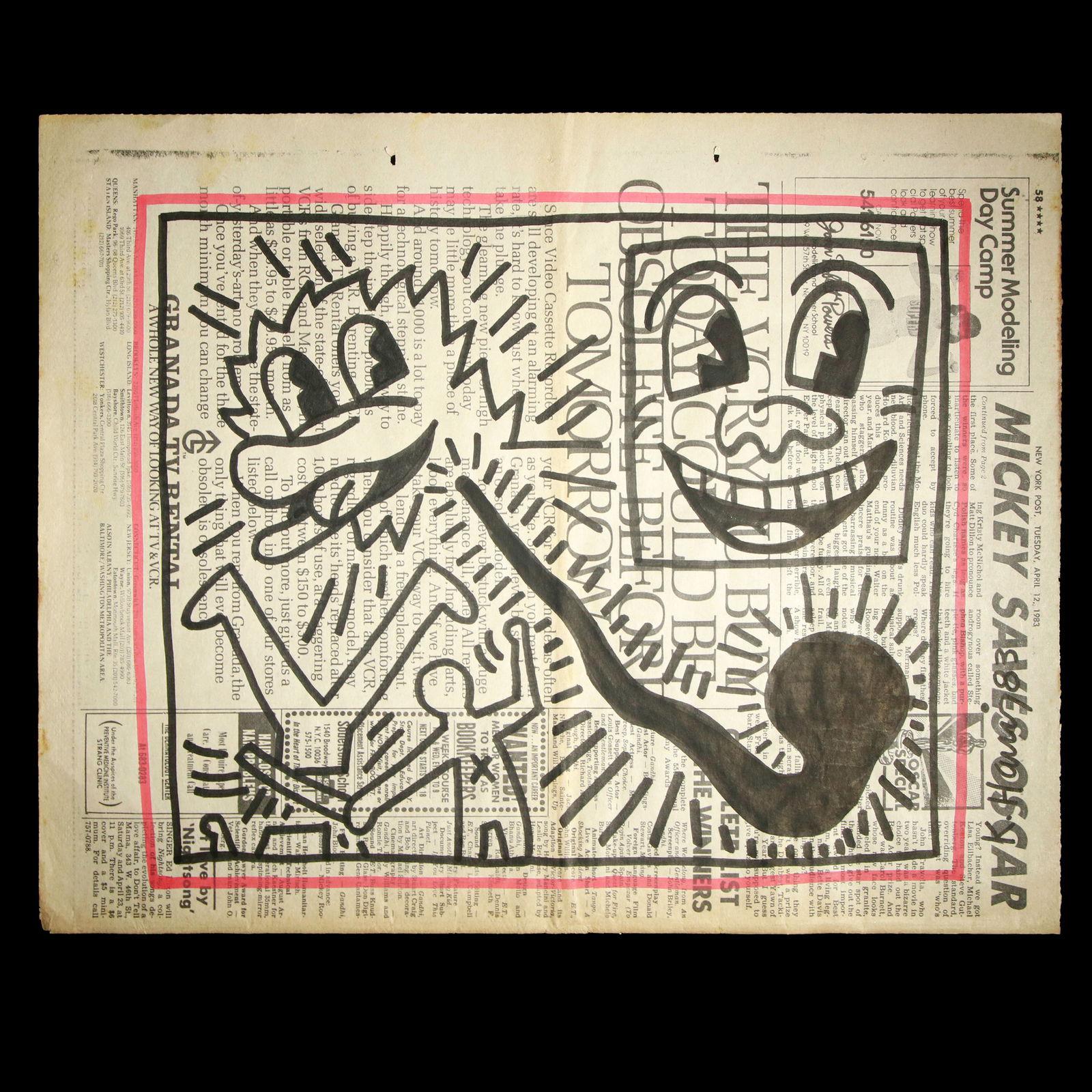 Keith Haring Newspaper Marker Art (1 of 6)