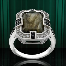 Art Deco Labradorite Sterling Silver Ring SZ 8