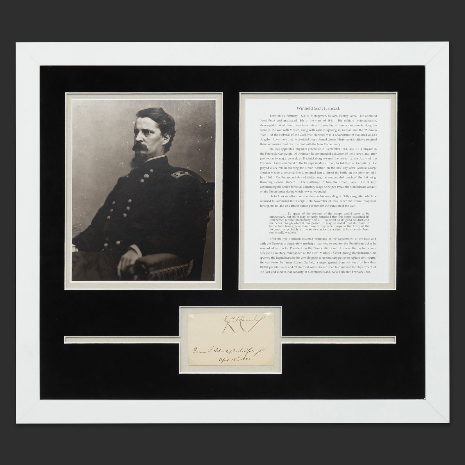 Original Signed Document by Major General Winfield Scott Hancock (1 of 4)