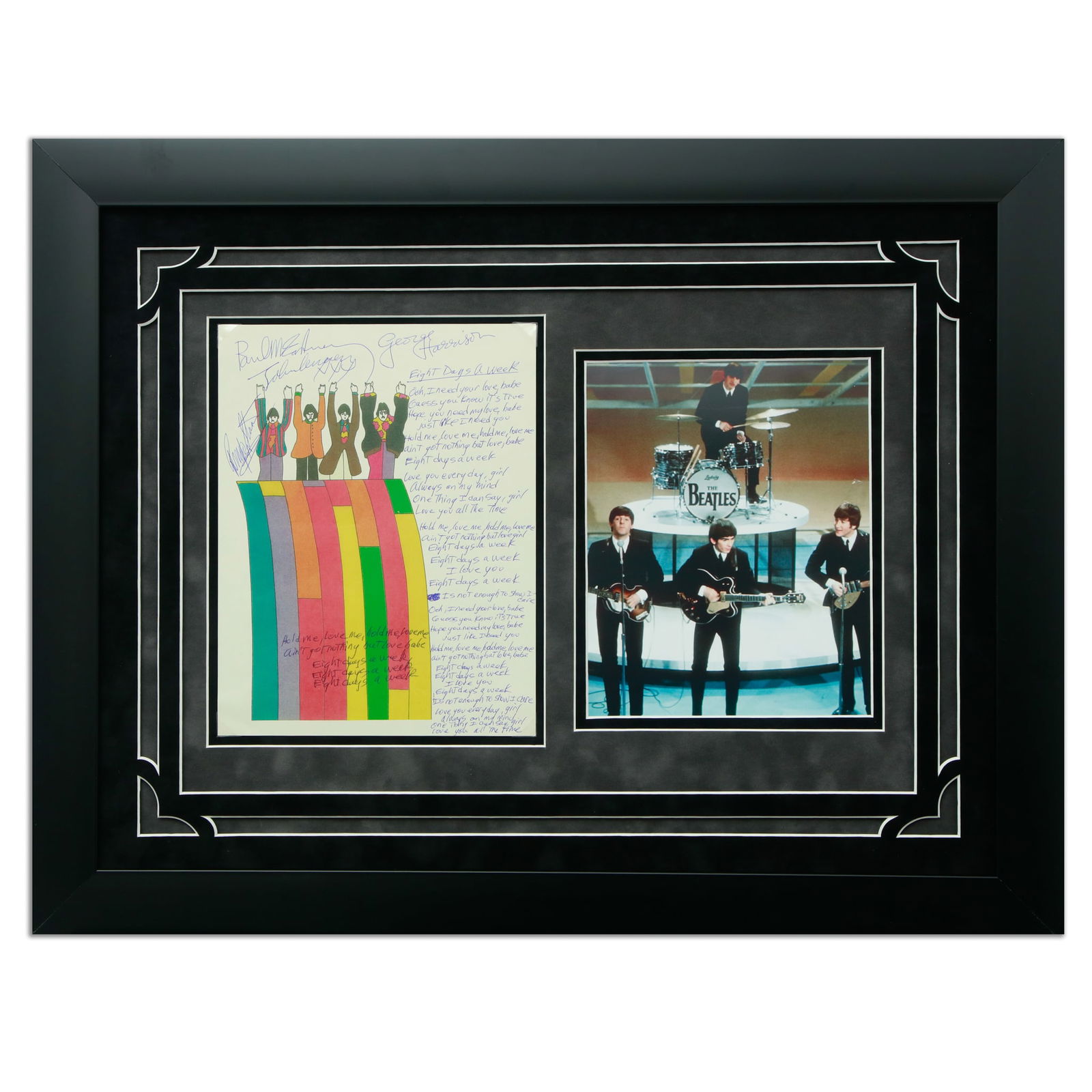 Beatles Signed Handwritten Lyrics for "Eight Days a Week" on Beatles Rainbow Stationery (1 of 8)