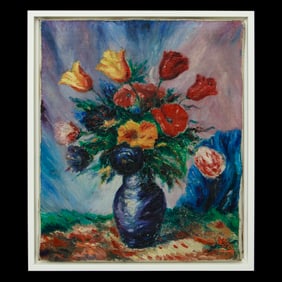 Sir Winston Spencer Churchill (1874-1965) "Mixed Bouquet" - Oil on Canvas