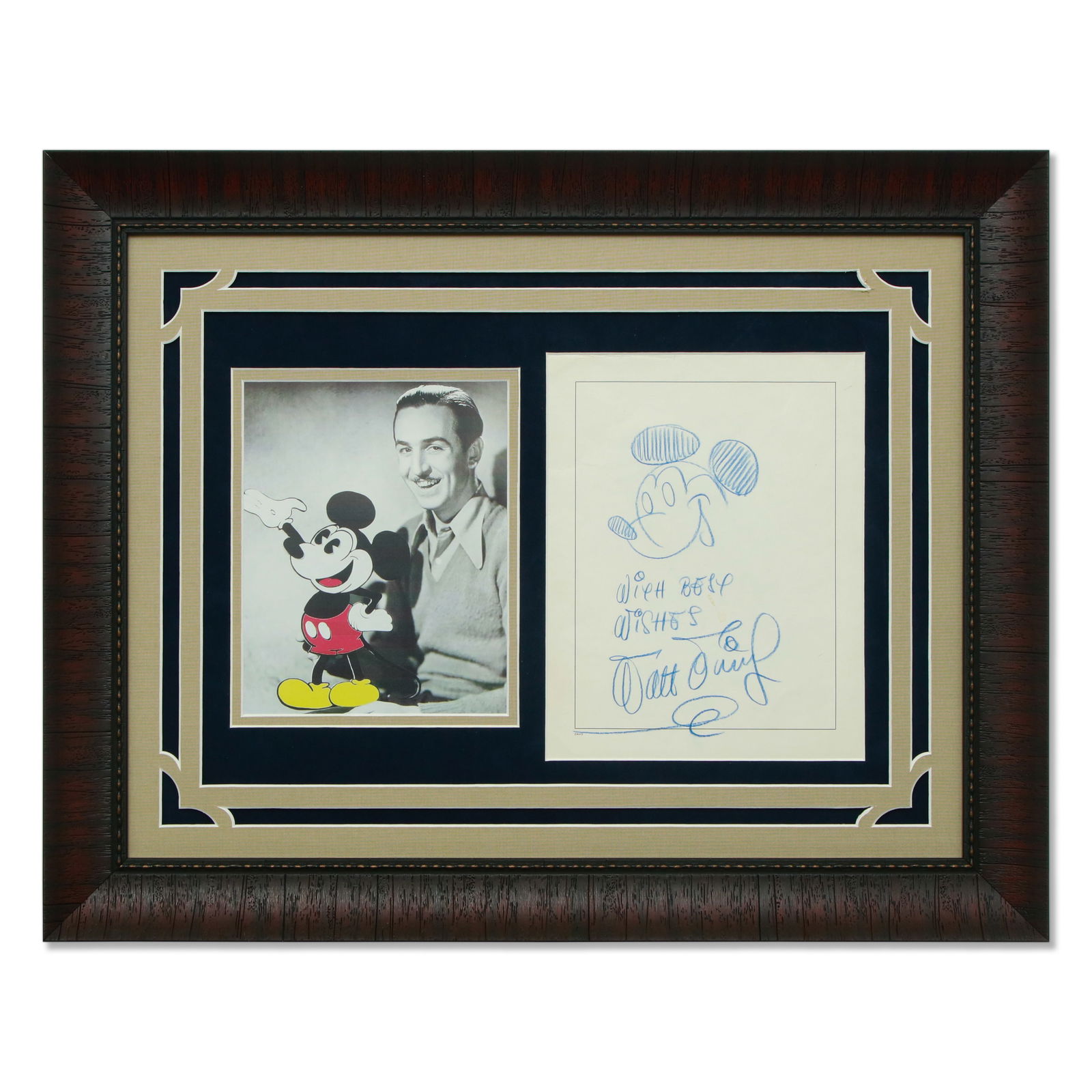 Walt Disney Signed Mickey Mouse Drawing, Forensically Authenticated (1 of 8)