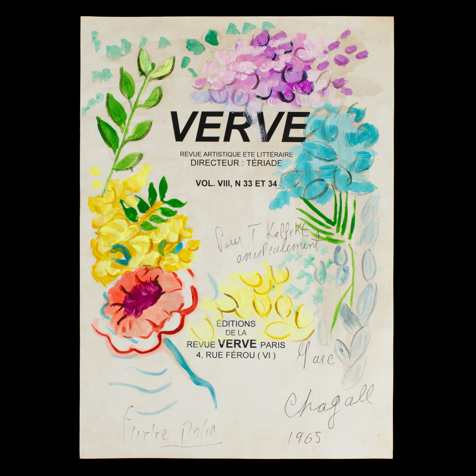 Marc Chagall Floral Painting on Paper: Verve Title Page (1 of 12)