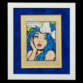 Roy Lichtenstein Mixed Media on Paper: "Blue-Haired Muse"