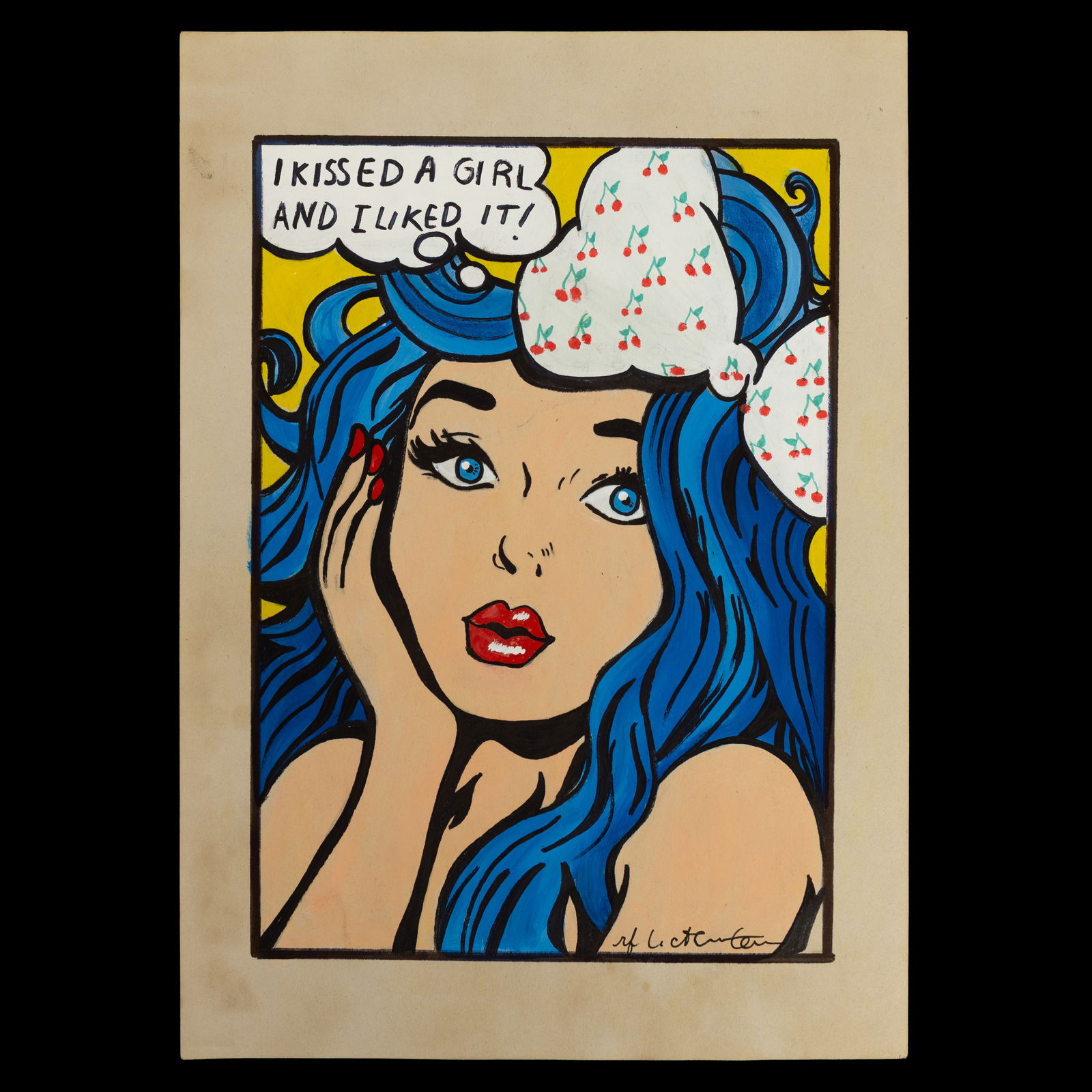 Roy Lichtenstein Mixed Media on Paper: "Blue-Haired Muse" (1 of 9)