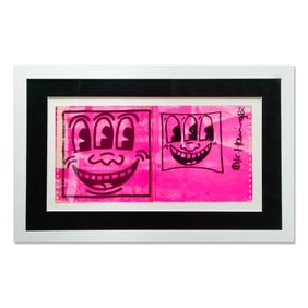 Historic Keith Haring Drawing from the Iconic Tony Shafrazi Gallery Exhibition Brochure