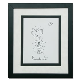 Damien Hirst Double-Sided Drawing: Shark in Aquarium & Skull with "Skull Star Diamond"