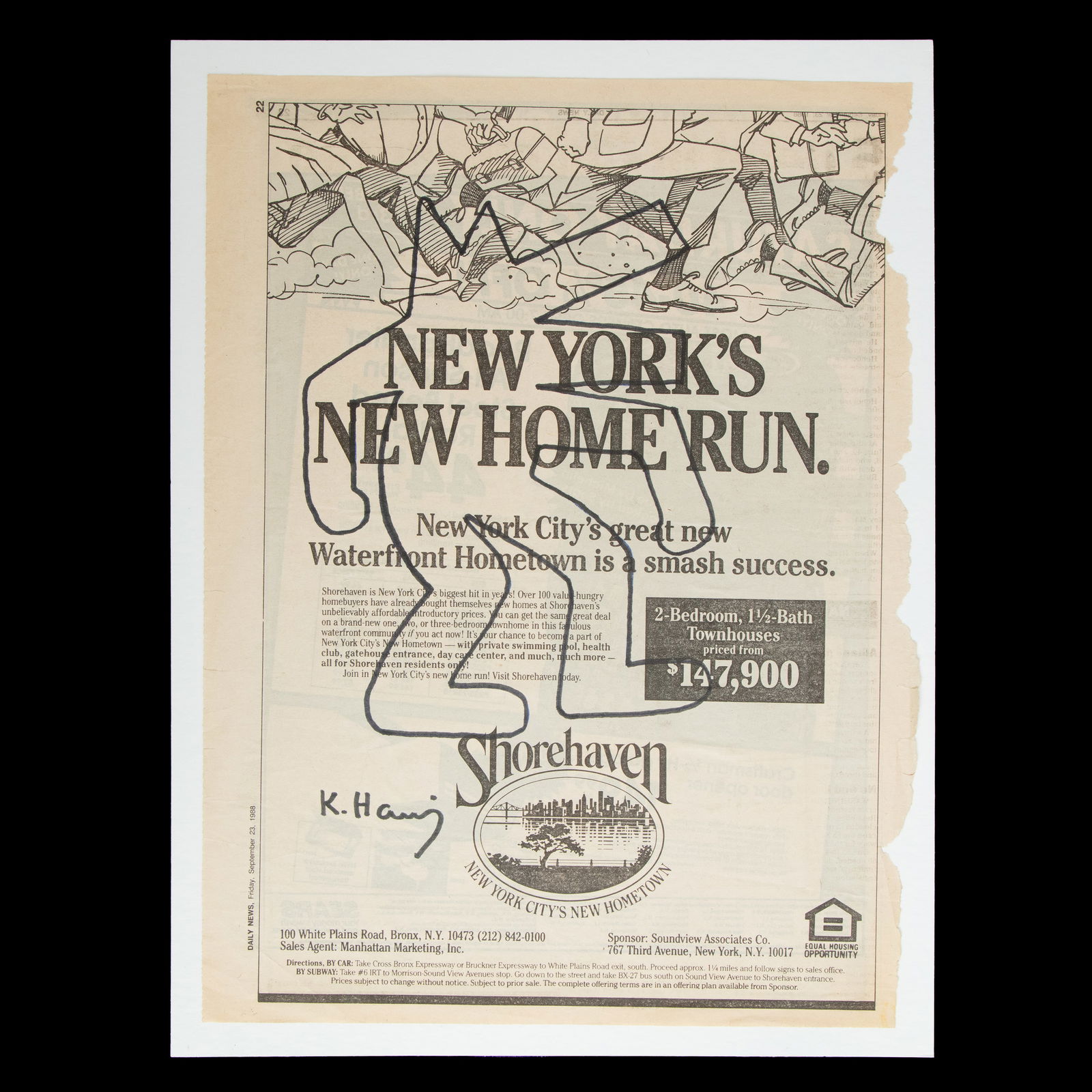 Keith Haring Newspaper Art "Barking Dog" September 23, 1988 (1 of 6)