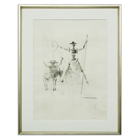Rare Salvador Dalí Woodcut - Don Quixote and Sancho Panza, Edition 85/90, Framed