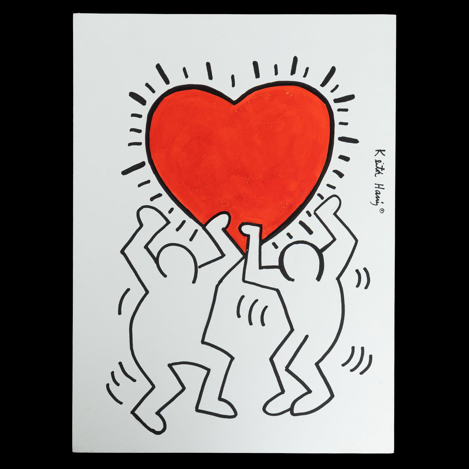 Keith Haring Marker on Paper: Radiant Heart (1 of 8)
