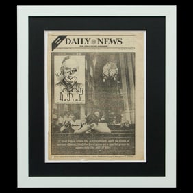 Keith Haring Newspaper Art, "Embrace of Love" October 7, 1983