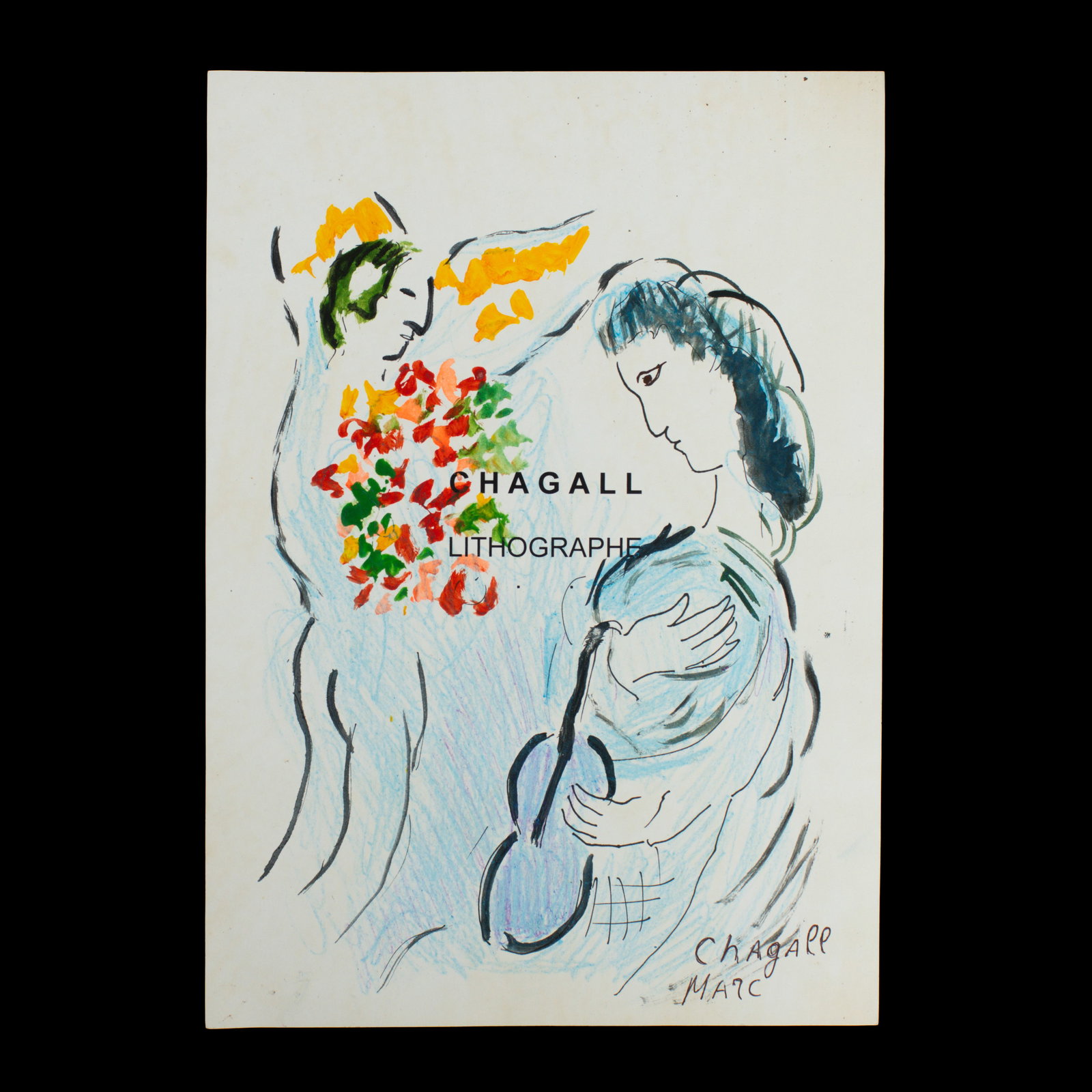 Marc Chagall Mixed Media on Paper: "The Ethereal Dance" (1 of 7)