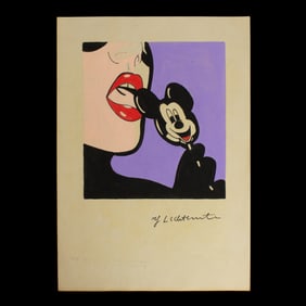 Roy Lichtenstein Mixed Media on Paper: "Pop Art Delight"