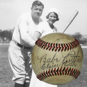Babe Ruth and Claire Ruth Signed Reach Baseball, Forensically Authenticated