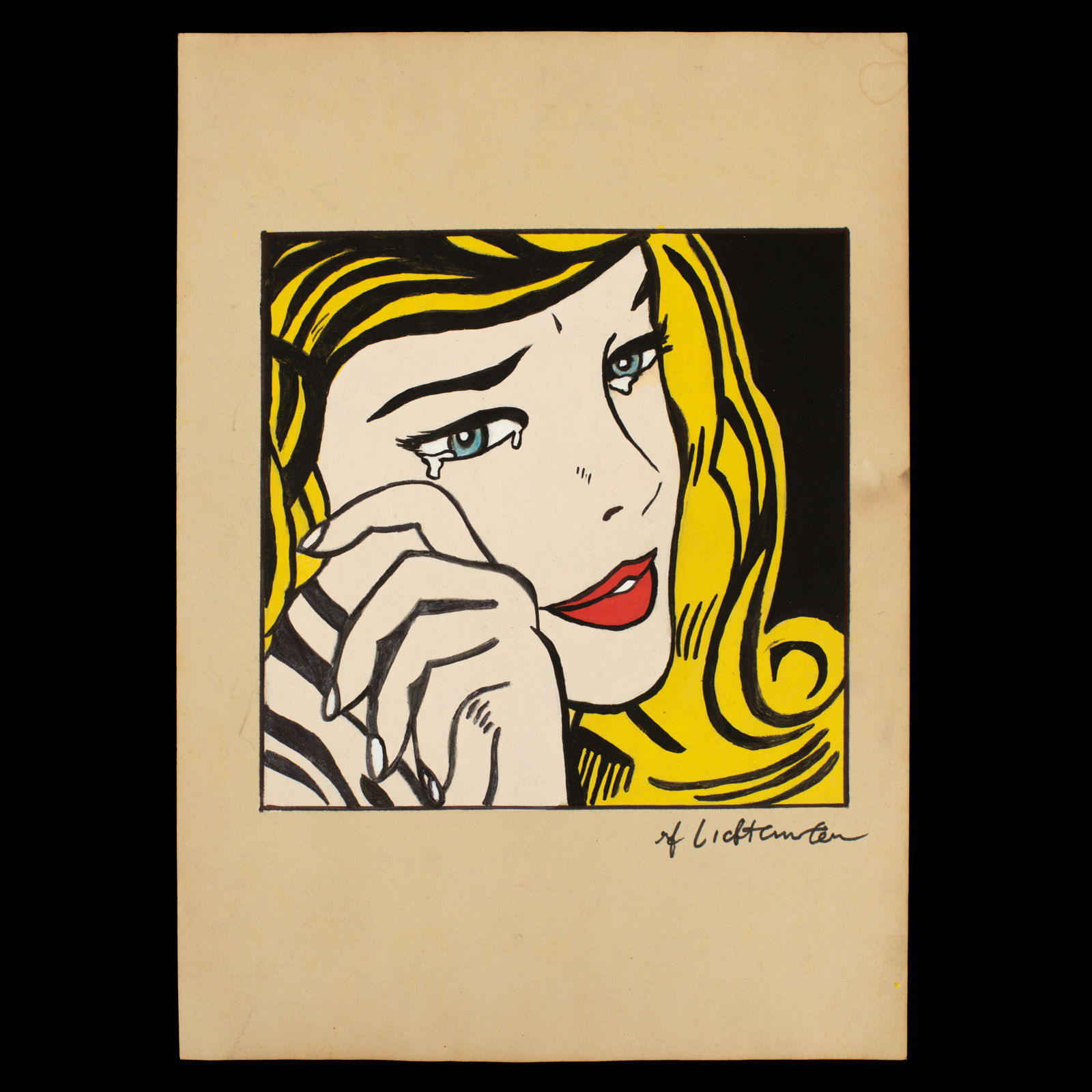 Roy Lichtenstein Mixed Media: "Melancholy Muse" (1 of 3)