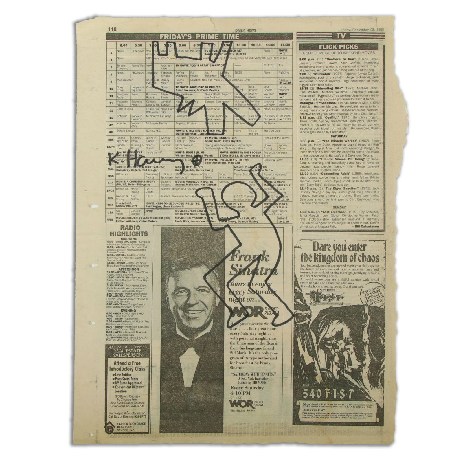 Keith Haring Newspaper Art, (September 23, 1988) (1 of 8)