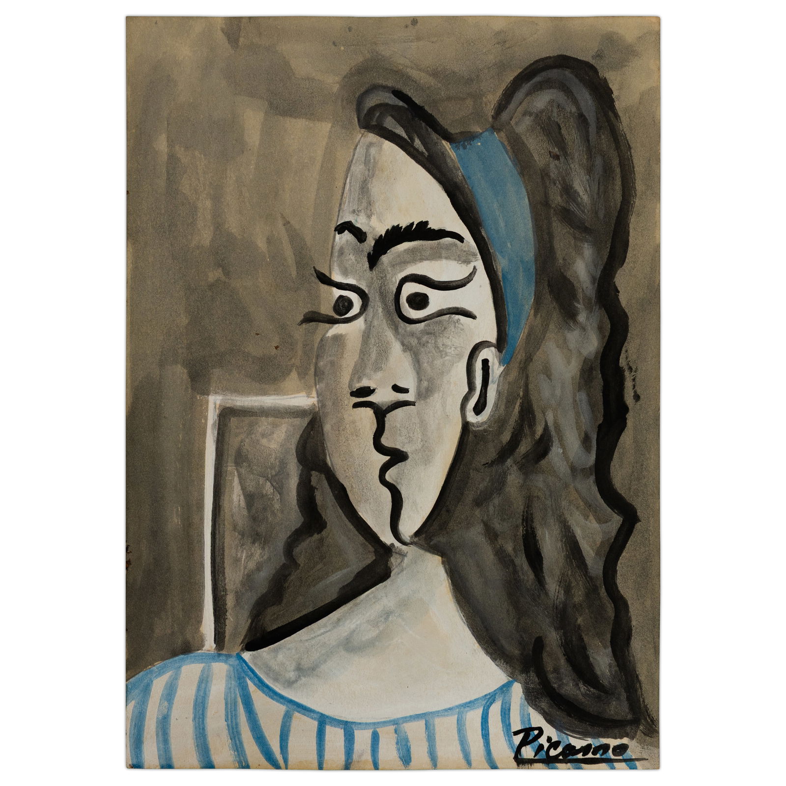 Pablo Picasso Painting – Woman with Blue Ribbon (after) (1 of 6)