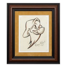 Walt Disney – Mixed Media Drawing on Paper of Grumpy from Snow White