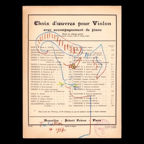 Jean Cocteau – Colored Pencil Drawing on Sheet Music