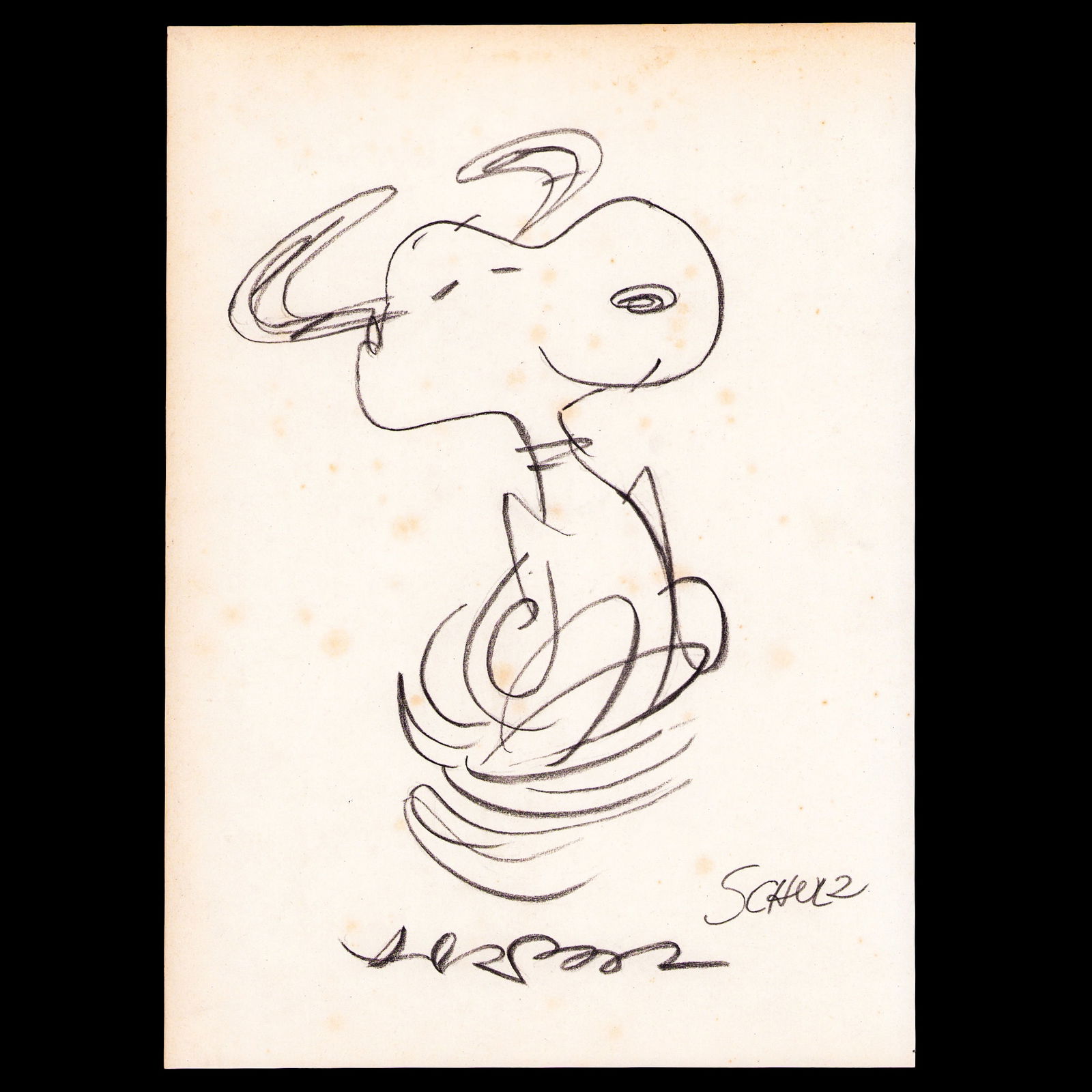 Charles M. Schulz Drawing of Snoopy on Paper (1 of 7)