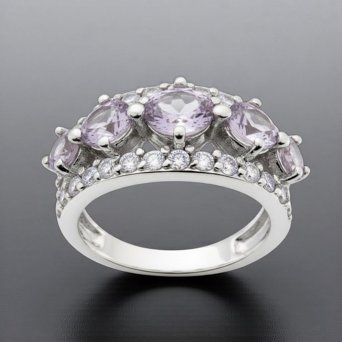 Sterling Silver Five Stone Amethyst & Topaz Ring SZ 7 (1 of 1)