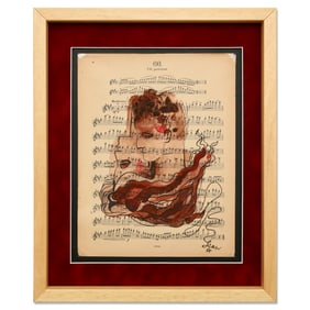 Jean Cocteau – Mixed Media on Sheet Music