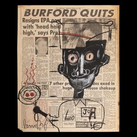 Jean-Michel Basquiat – Marker Drawing on New York Post Page (March 10, 1983)