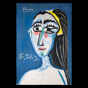Pablo Picasso – Painting on Paper (Busto Mujer Desnuda / Nude Bust of a Woman) – 1963