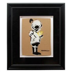 Banksy Cardboard Art – “Space Girl with Bird