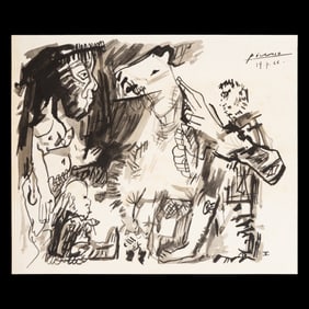 Pablo Picasso – Painting on Paper (Titled: Rider Salvador) – 1966