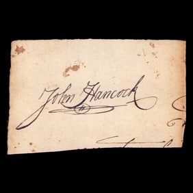 Forensically Authenticated John Hancock Signed Document Cut