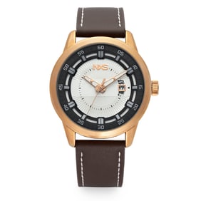 NXS Men's Watch with Brown Leather Strap