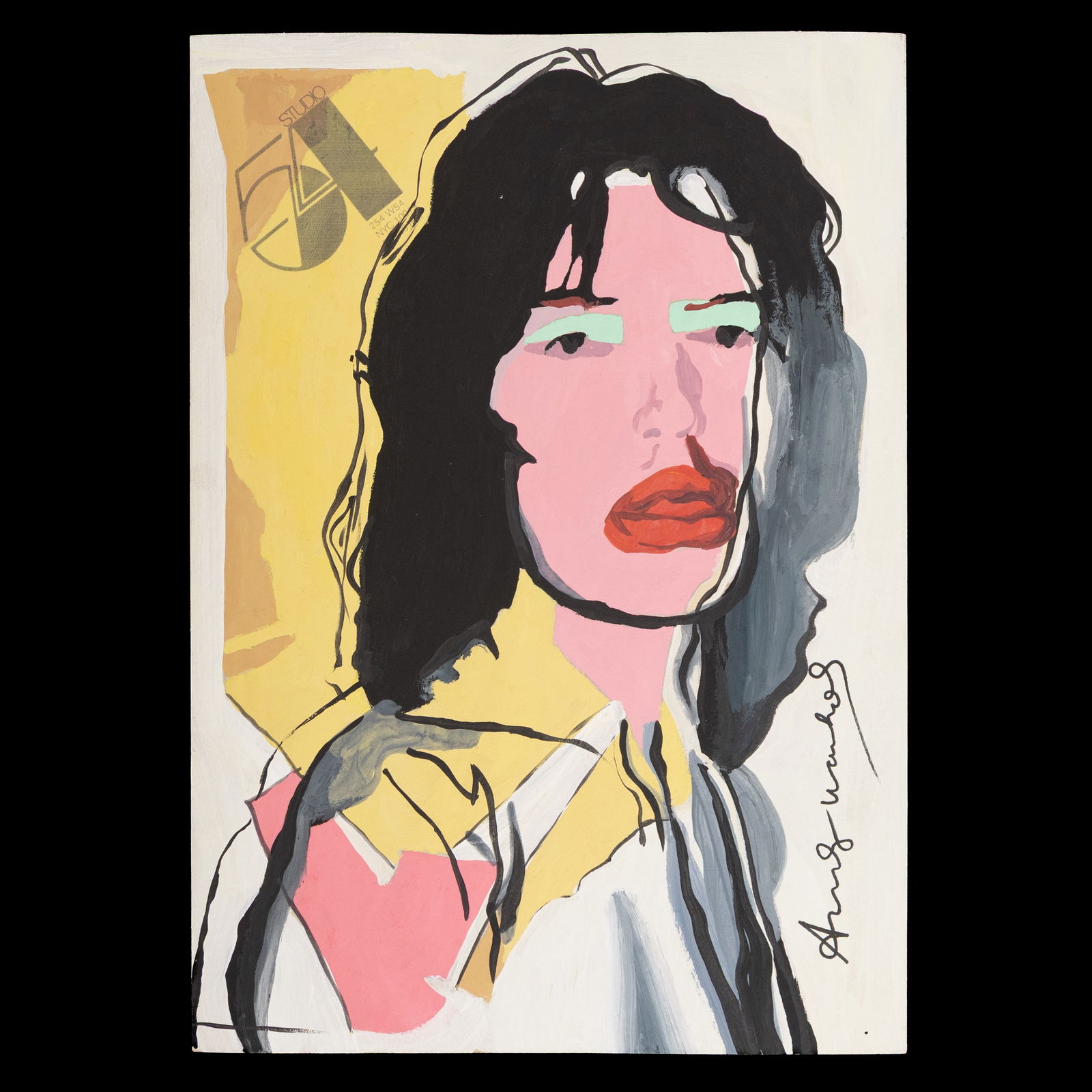 Andy Warhol – Painting on Paper (Mick Jagger Portrait with Studio 54 Stamp) (1 of 10)
