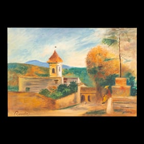 Pierre-Auguste Renoir – Mixed Media on Paper (Landscape with Figure)