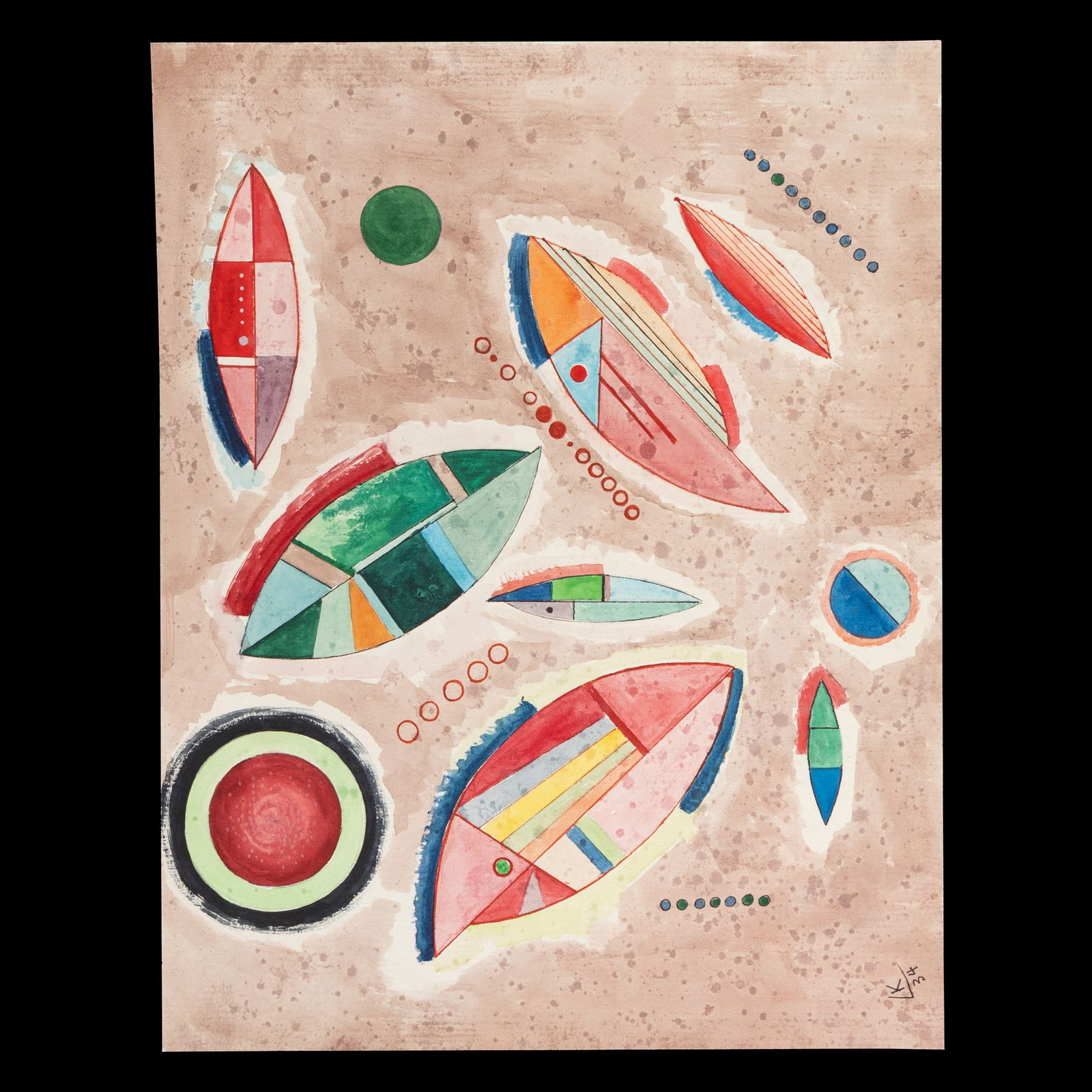 Wassily Kandinsky – Mixed Media on Paper (Abstract Composition) – 1934 (1 of 10)