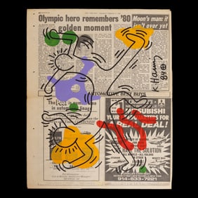 Keith Haring – Marker Drawing on New York Post Page (February 2, 1984)