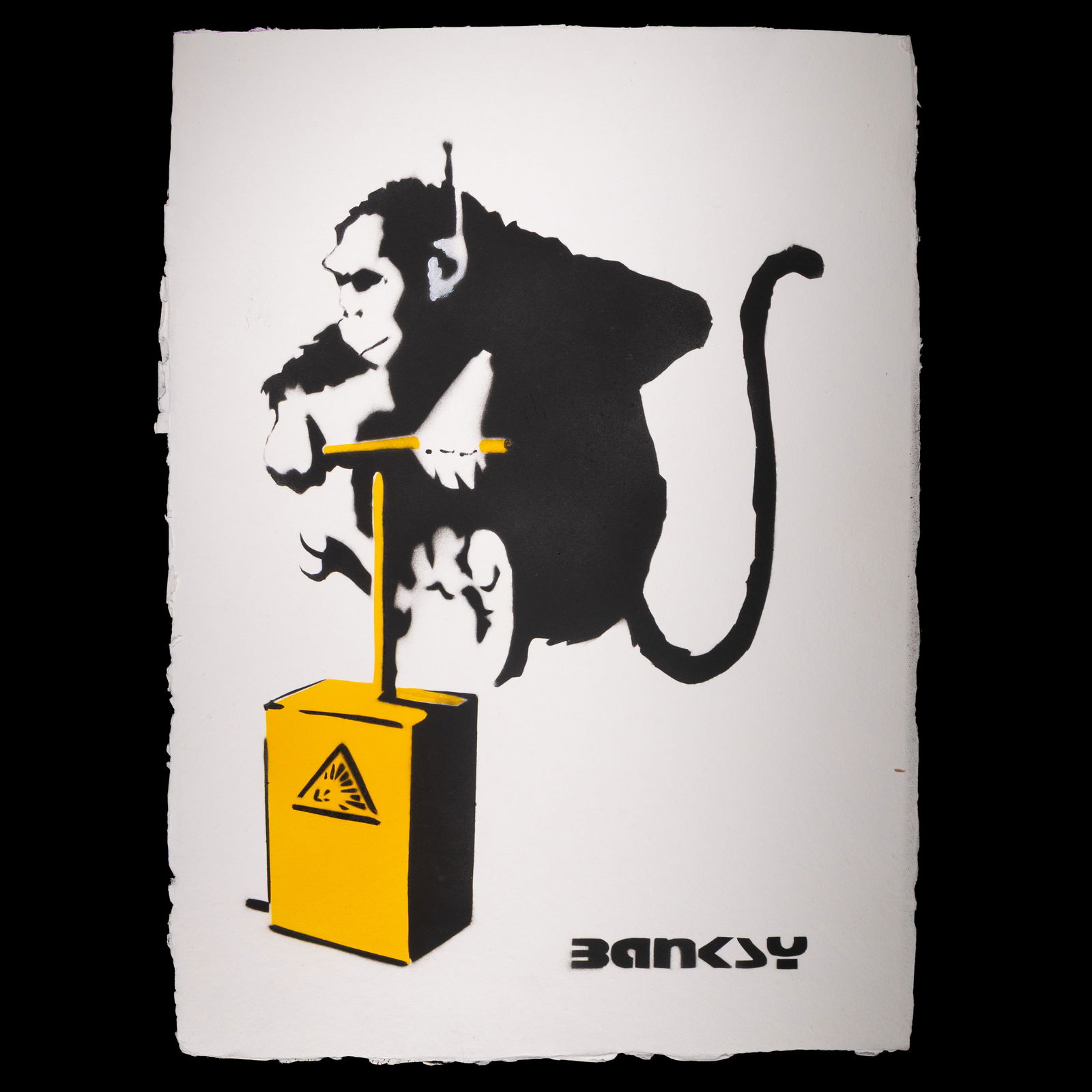 Banksy – “Monkey Detonator” with Yellow Accents – on Heavy Paper (1 of 7)