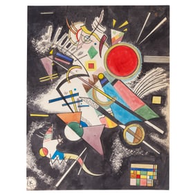 Wassily Kandinsky – Mixed Media on Paper (Abstract Composition with Black Background)