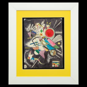 Wassily Kandinsky – Mixed Media on Paper (Abstract Composition with Black Background)