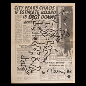 Keith Haring – Marker Drawing on New York Post Page (April 12, 1983)