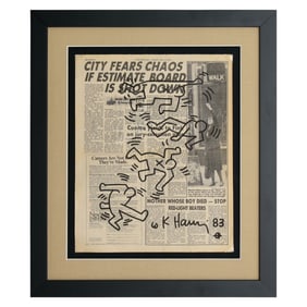 Keith Haring – Marker Drawing on New York Post Page (April 12, 1983)