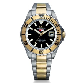 Ulysse Girard Watch Blue Fin Collection – Black Dial & Goldtone Bezel