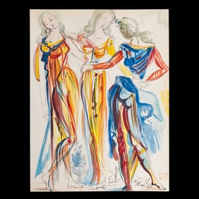 Salvador Dalí – Mixed Media on Paper (Les Trois Grâces) – 1952