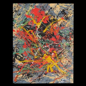 Jackson Pollock – Painting on Paper (Drip and Splatter Composition)