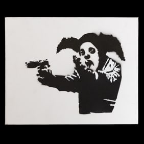 Banksy “Insane Clown” (Painting on Canvas Board)**(after)