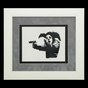 Banksy “Insane Clown” (Painting on Canvas Board)**(after)