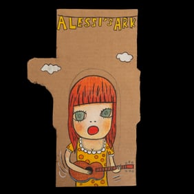 Yoshitomo Nara — Painted Cardboard Work with Double‑Sided Imagery (“Alessi’s
