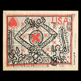 Keith Haring Drawing on New York Post (June 23, 1982)